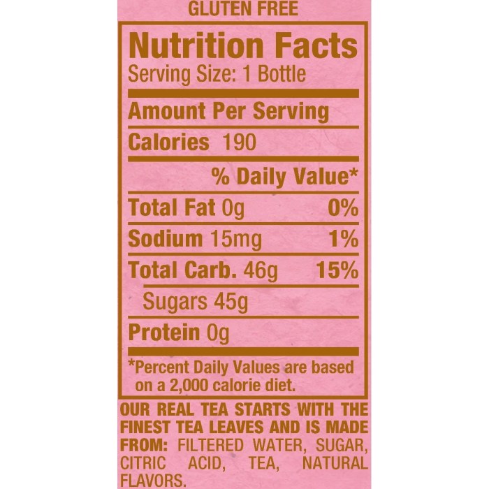 Snapple raspberry tea nutrition facts