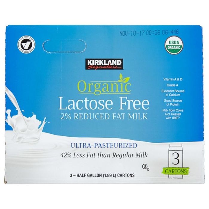 Kirkland lactose free milk nutrition facts